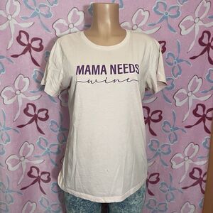 Positive Tees Mama Needs Wine Pink T-Shirt Large